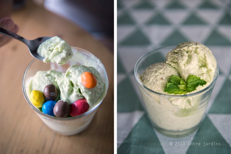 Avec des M&M's pour lui & de feuilles de menthe pour moi